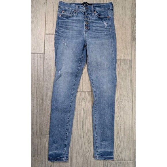 GAP Skinny Jeans Sz 25 0 Waist Button Fly Light Indigo High Rise Leggings N97 - Picture 1 of 9
